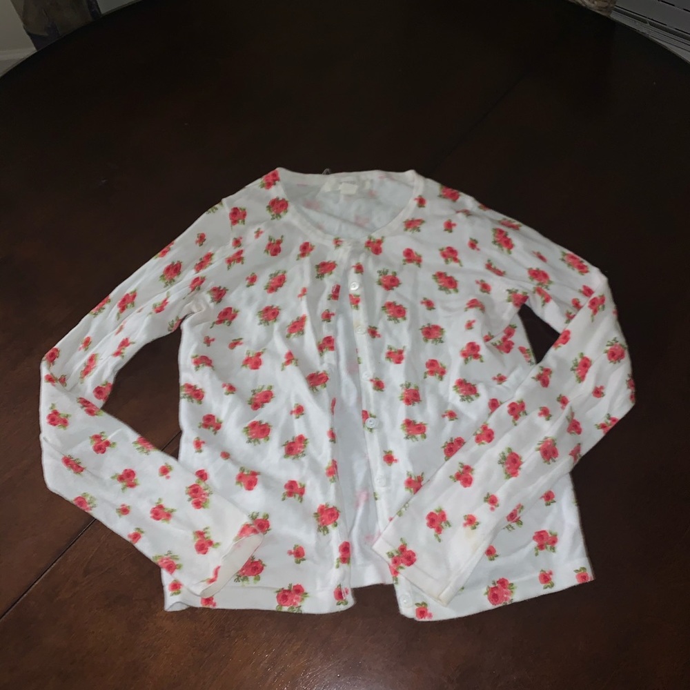 Forever 21 white and floral cardigan